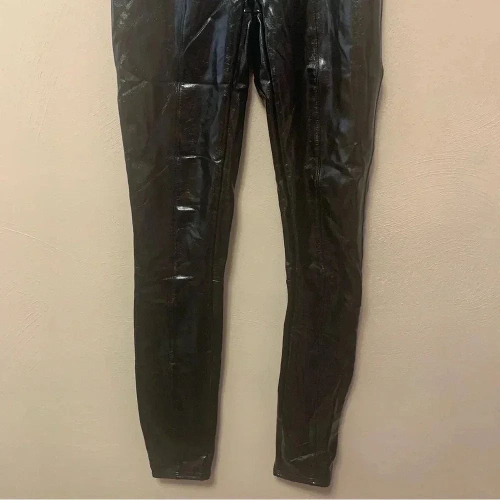 Spanx Faux Patent Leather Leggings in Black Size Small Tall